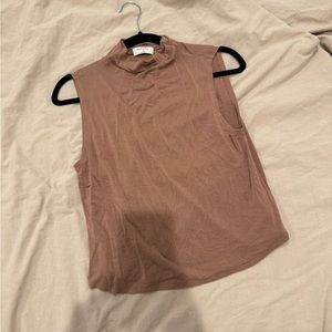 babaton turtleneck tank top in taupe/brown